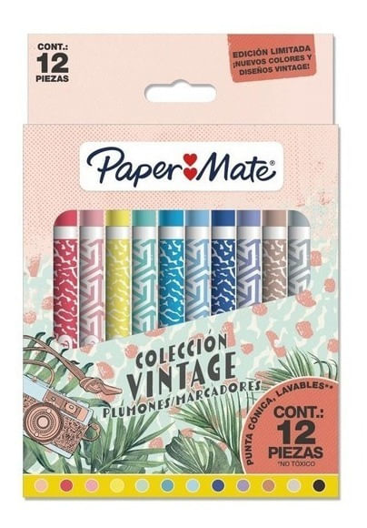 Paper Mate Coleccion Vintage 12 Plumones Marcadores 2152214