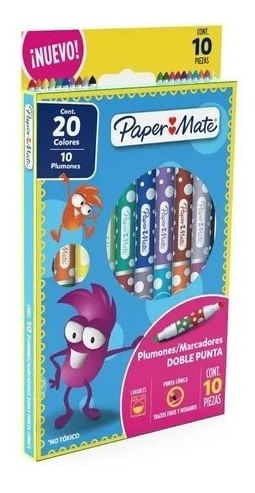 Paper Mate Plumones Marcadores Lavables Doble Punta 2136339