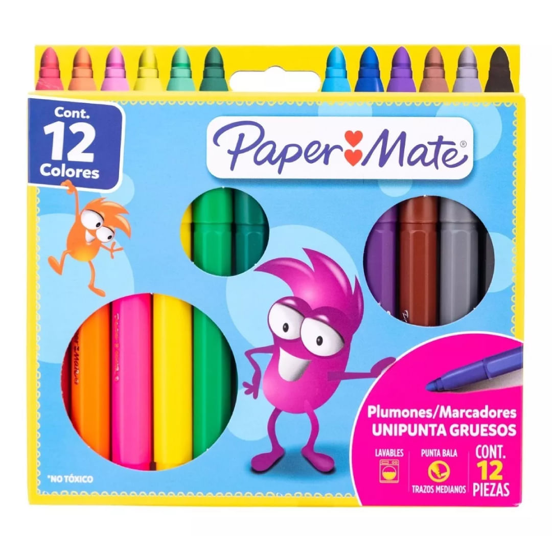 Paper Mate Plumones Marcadores lavables gruesos 12 piezas G10206