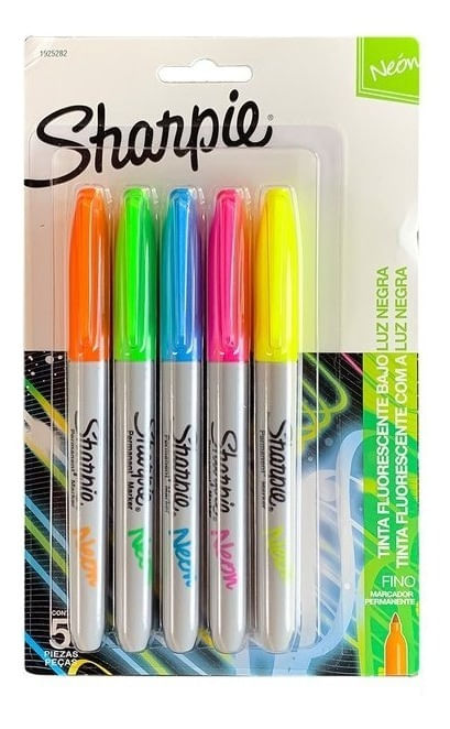 Sharpie Marcadores Neón Tinta Luz Negra 5 Piezas 1925282