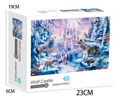 Puzzle 1000 Piezas Castillo En La Nieve Con Lobos Ft329