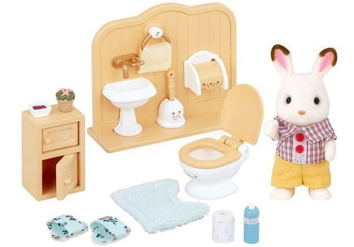 Sylvanian Set Baño Hermano Familia Conejo Chocolate 5015sy