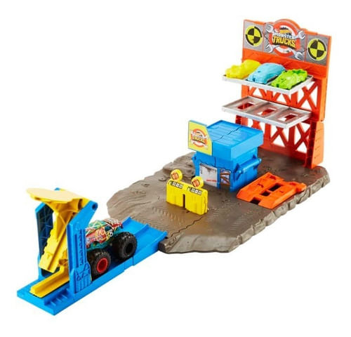 Hot Wheels Monster Trucks Pista Gasolinera Hfb12 Mattel
