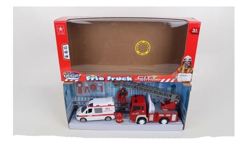 Set De Bombero Camión Con Luz Y Sonido 1693241
