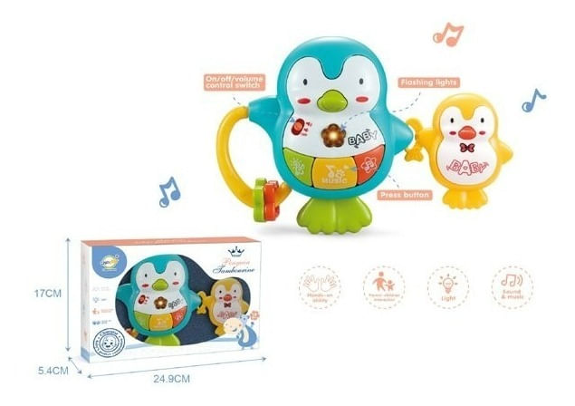 Sonajero Pingüino Musical Con Luz Y Sonido 2015604 Shine