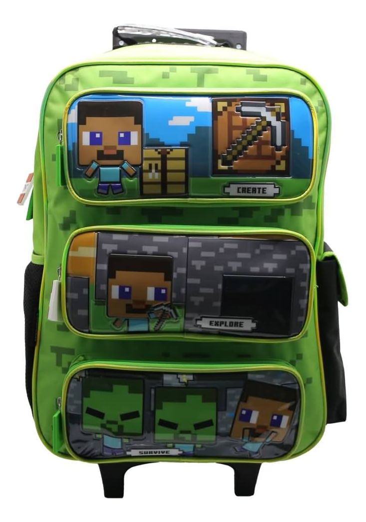Mochila Minecraft Con Carro 18 Pulgadas Mi309