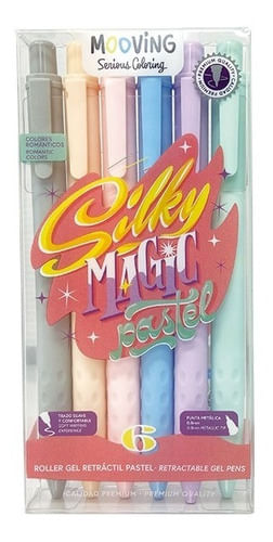 Mooving Coloring Roller Gel Retráctil Pastel X 6 3081106