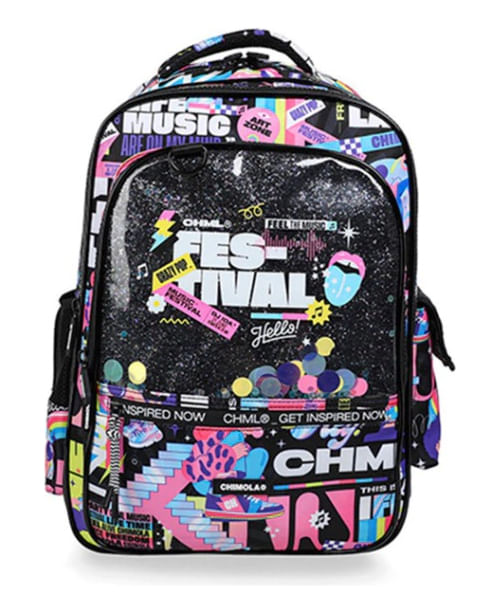 Chimola Mochila Espalda Trama Cristal 17" FESTIVAL BLACK C3 TR78