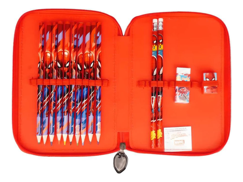 Cartuchera Pvc Spiderman 1 Piso Con utiles Ha598