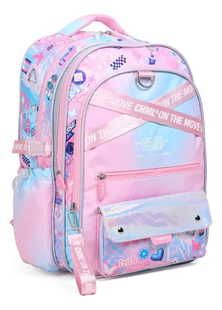 Chimola Mochila de espalda de 18" Diagonales Pop Pink TR117