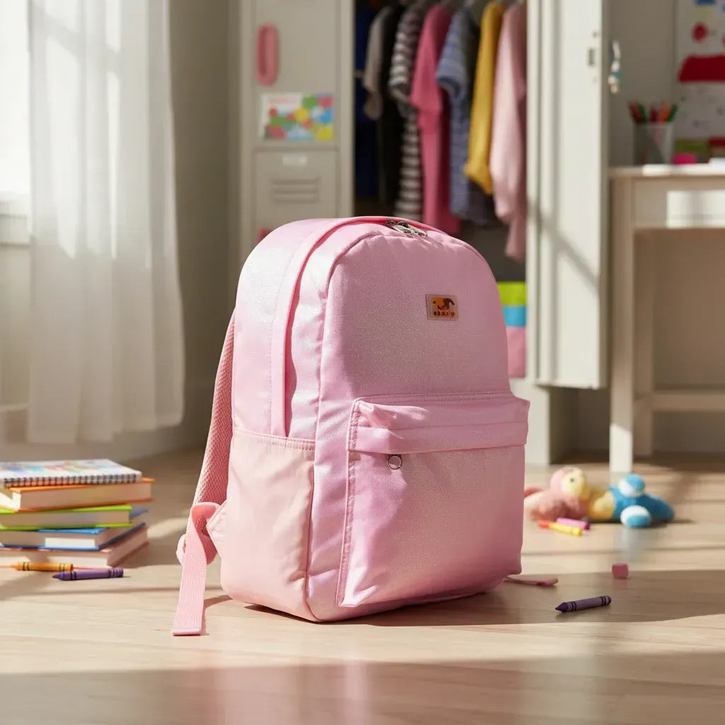 Mochila Espalda Escolar 18p Brillosa Sl1907r Kinderland Fucsia