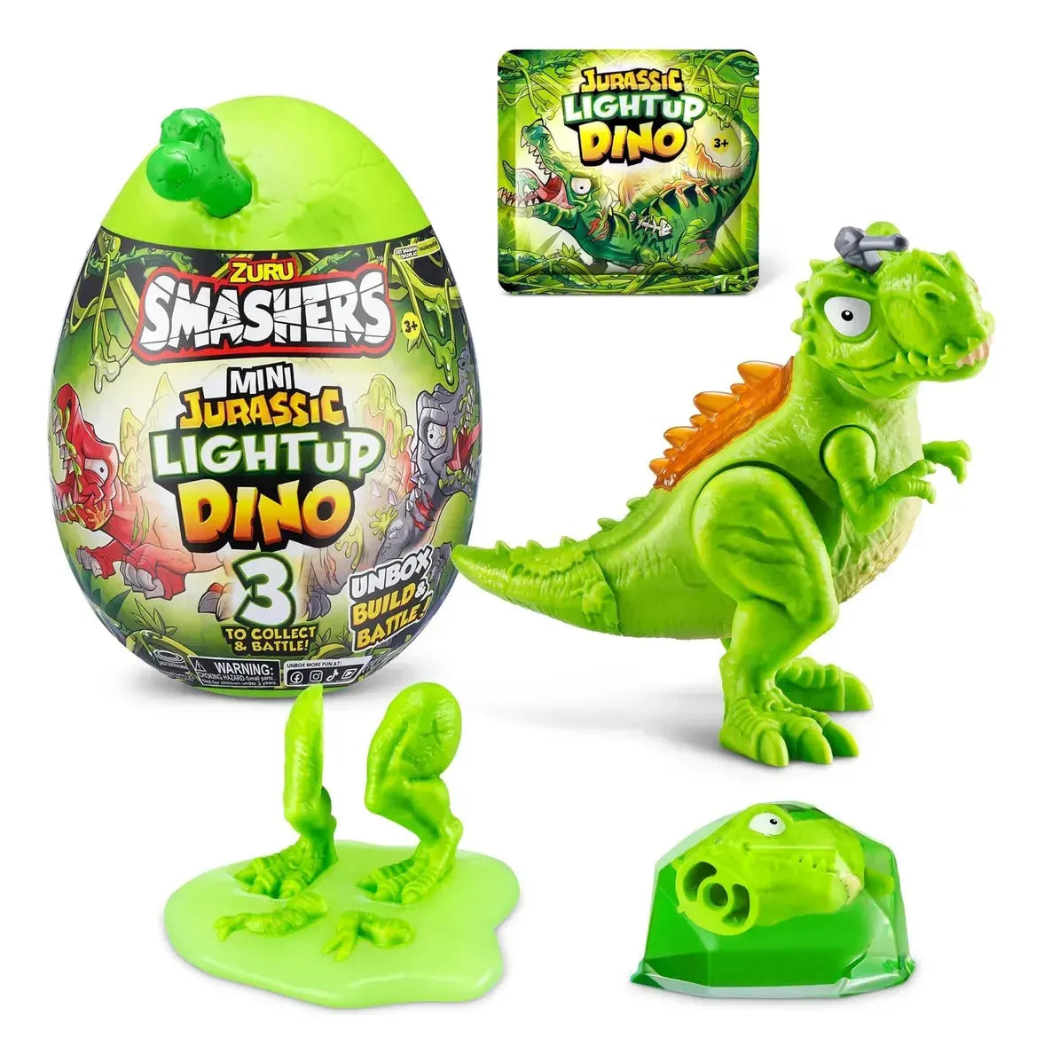 Smashers Mini Egg Jurassic Light Up Dino +6 Sorpresas 7855