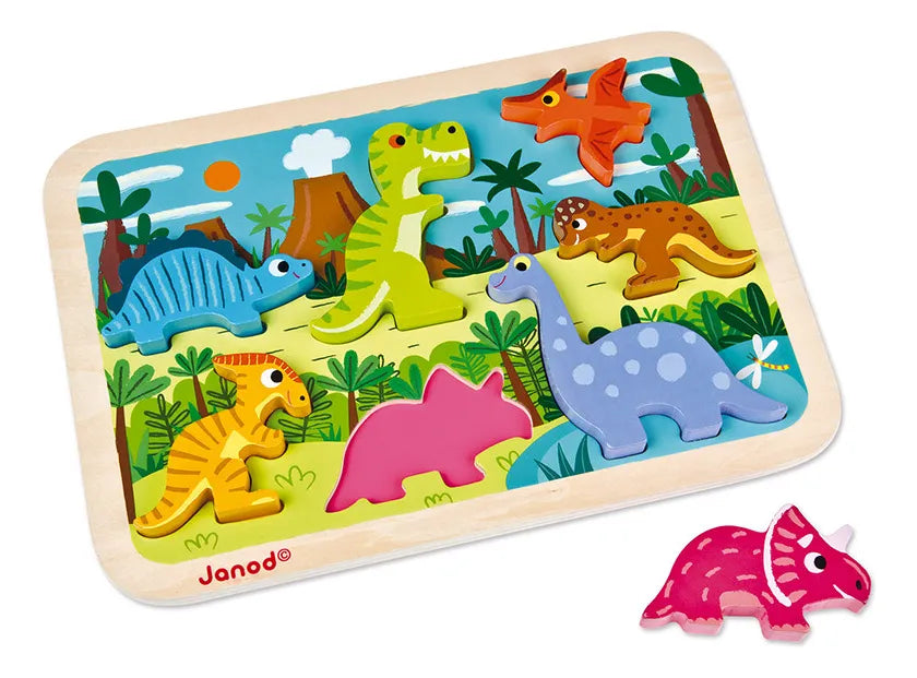 Janod Chunky Rompecabeza Puzzle 7 Piezas Dinosaurios J07054
