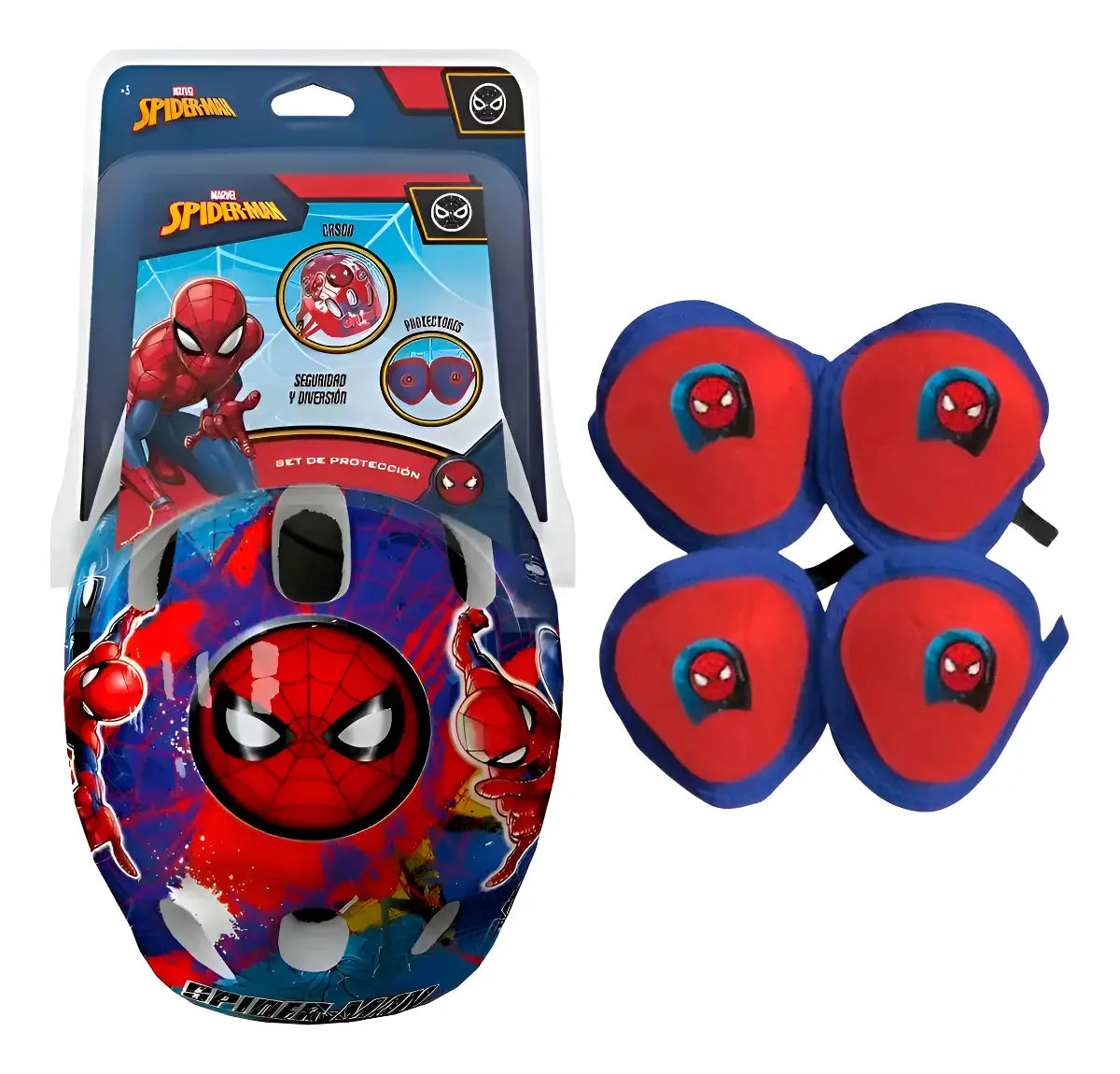 Kit Casco Con Protecciones Spiderman 12278