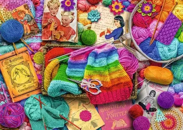 Ravensburger Puzzle 1000 Vintage Knitting & Croche 12001080