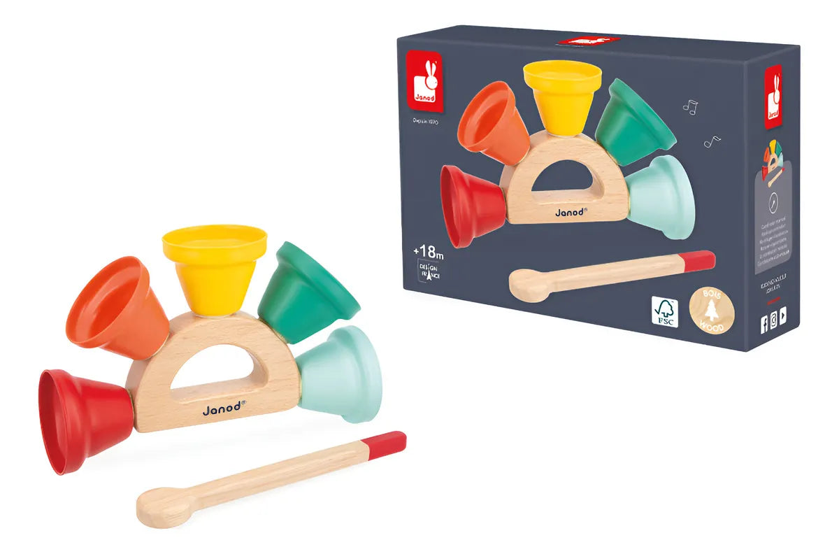 Janod Juego De Campanillas De Mano De Madera Y Metal J07638