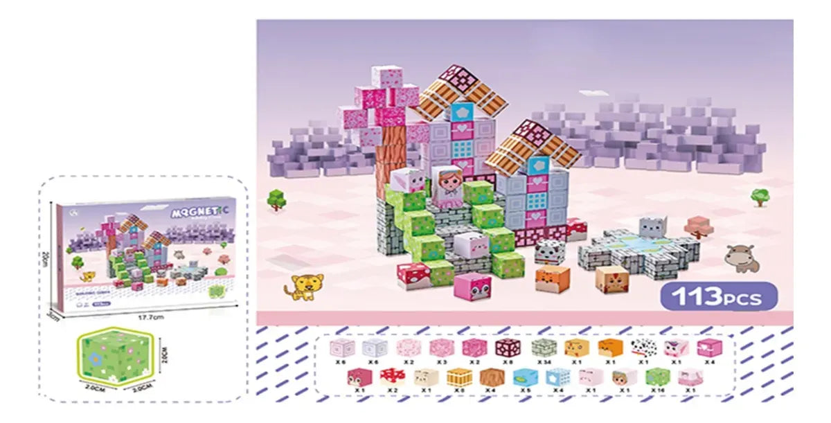 Bloques Magnéticos Cubos Steam Minecraft Pink Shine 3016381