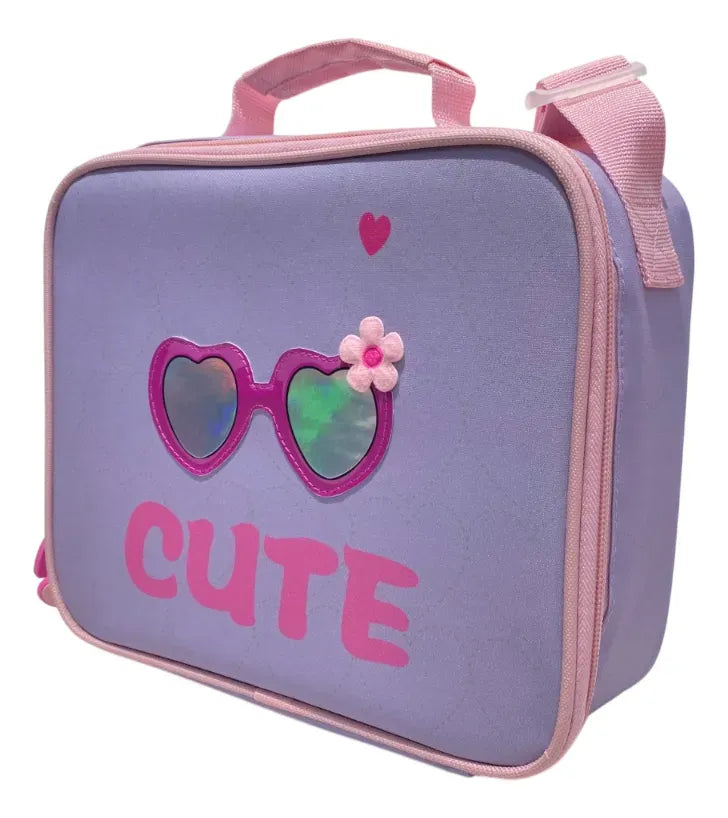 Lunchera Escolar Térmica Cute Zykl007 Shine Lila Con Rosa
