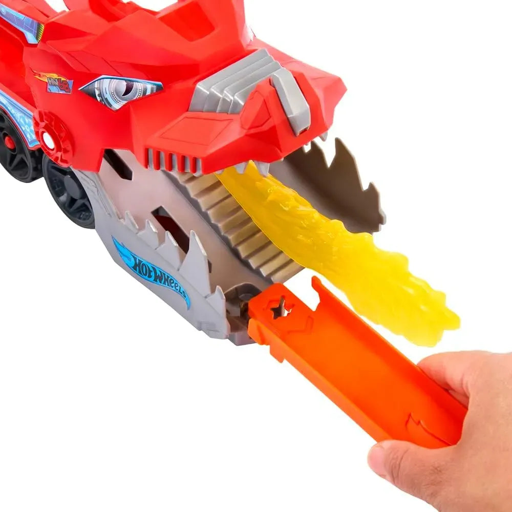 Hot Wheels Dragón Transportador con Ataque Doble + 2 Coches 1:64 JBM72
