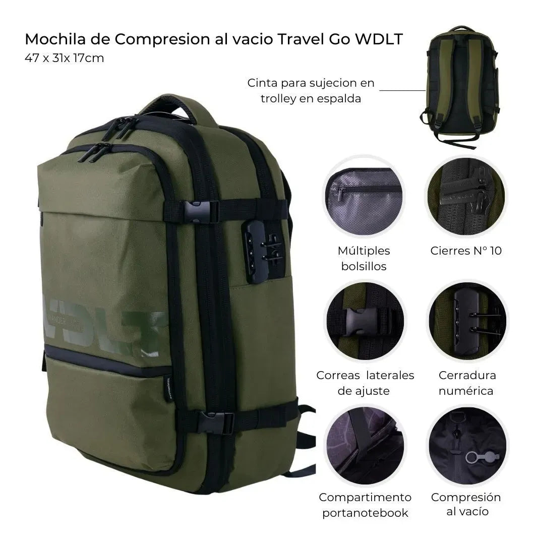 Mochila de Compresion al vacio Travel Go WDLT 18,5 pulg Cerradura Numerica 39461
