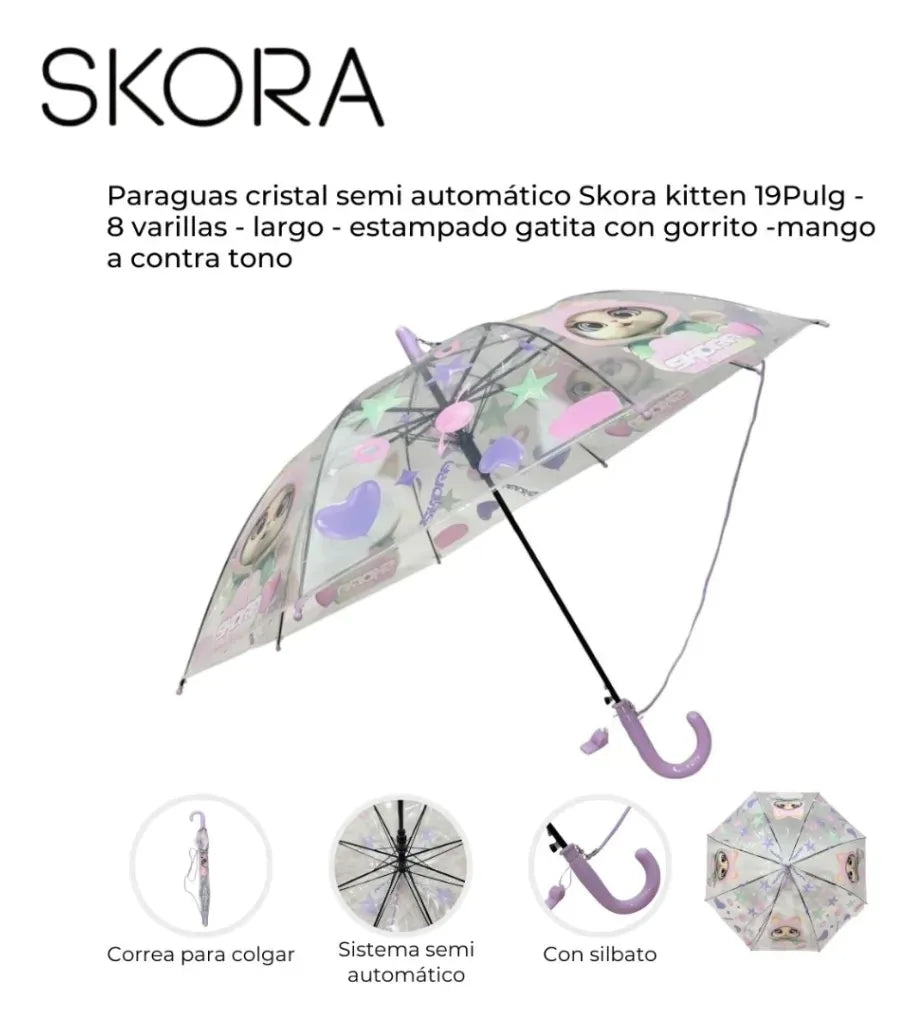 Skora Paraguas Cristal Kitten 19P 41136