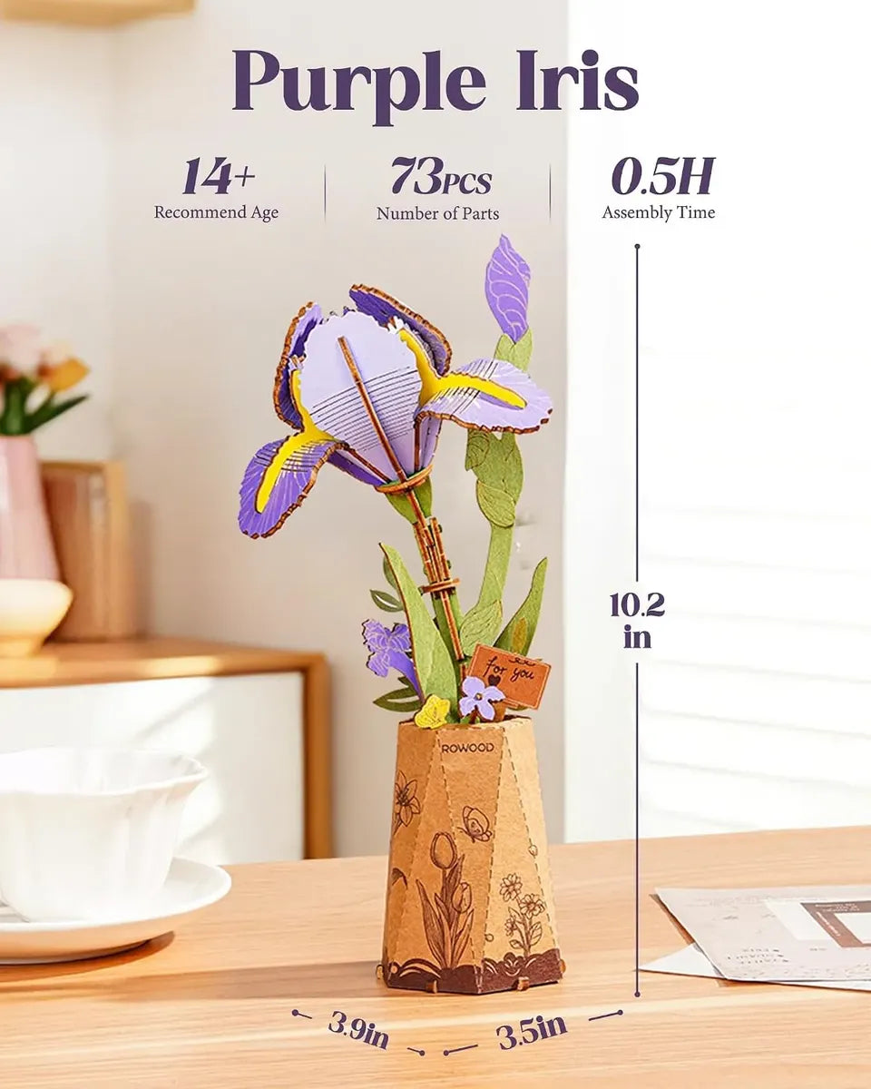 Robotime Puzzle 3d Lirio Purple Iris Rowood Tw121