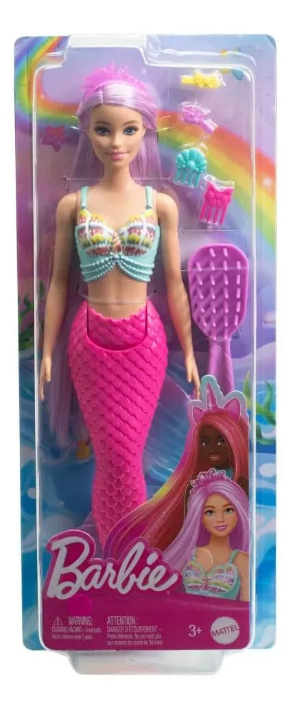 Barbie Muñeca Sirena Con Pelo y Accesorios Para Peinar HRR00