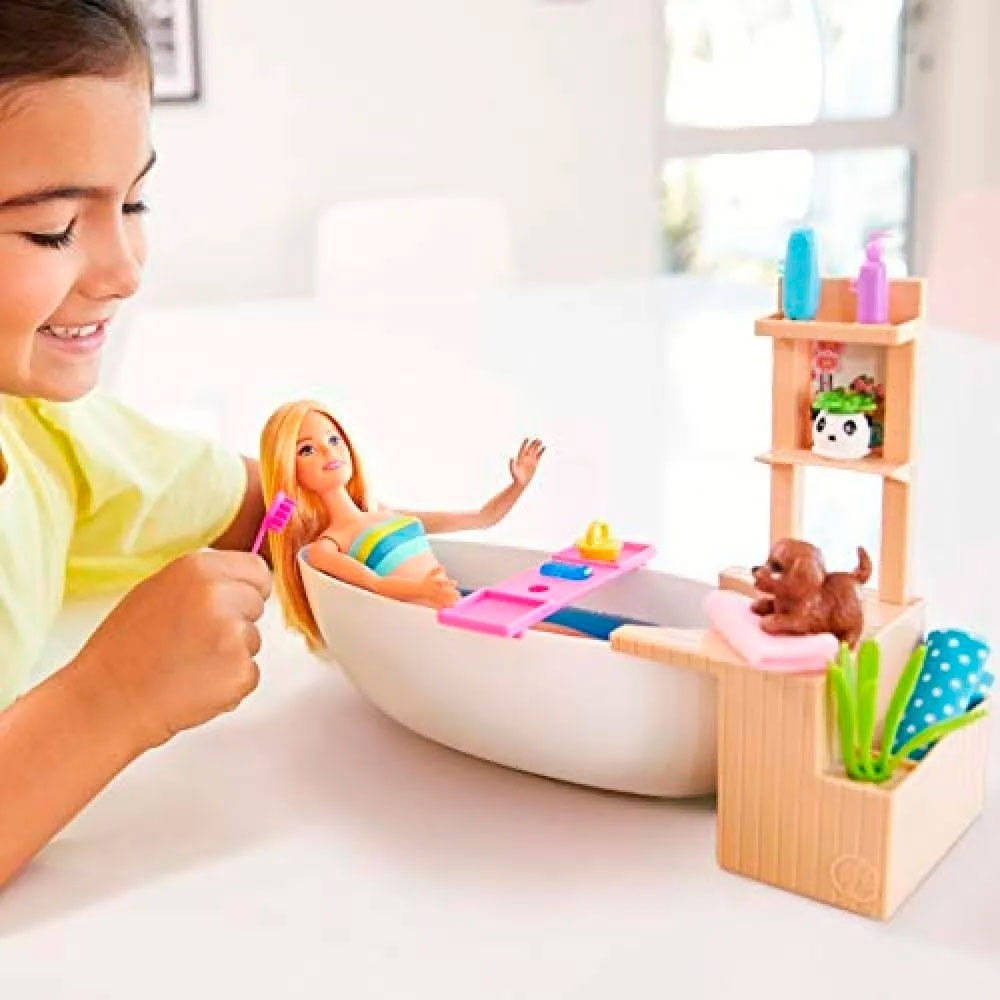 Muñeca Barbie Fizzy Bath Playset Con Bañera Gjn32 Mattel
