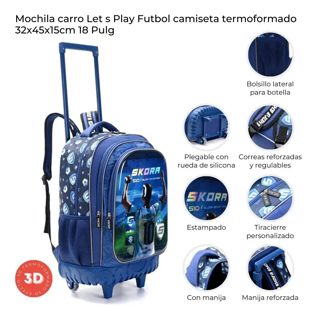 Mochila Carro Plegable Lets Play Futbol 42905