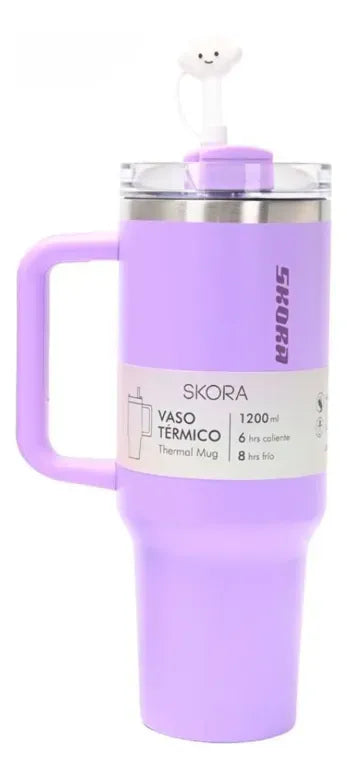 Skora Vaso termico violeta con bombilla de 1200ml 37124