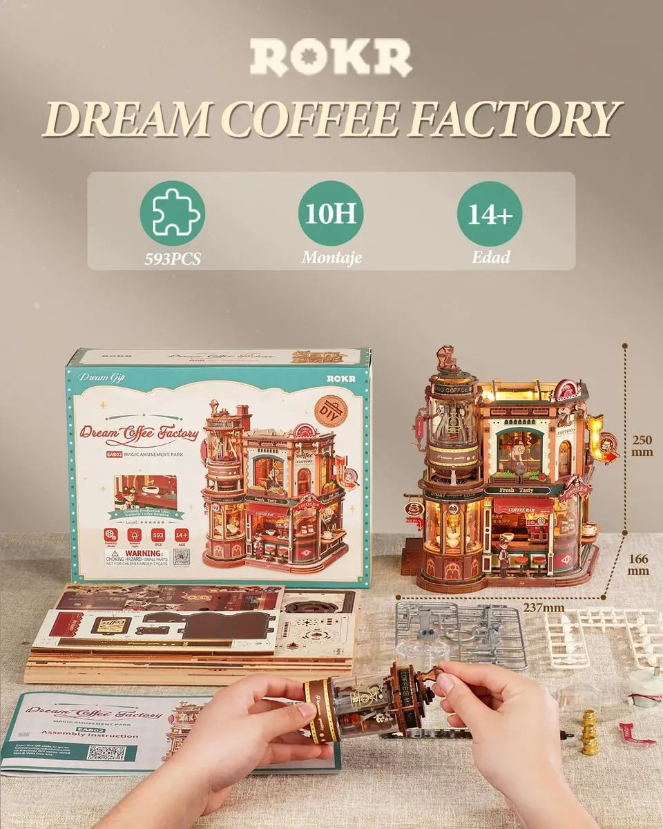 Robotime Puzzle 3d Dream Coffee Factory Rokr Eab02