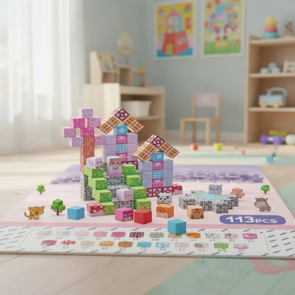 Bloques Magnéticos Cubos Steam Minecraft Pink Shine 3016381