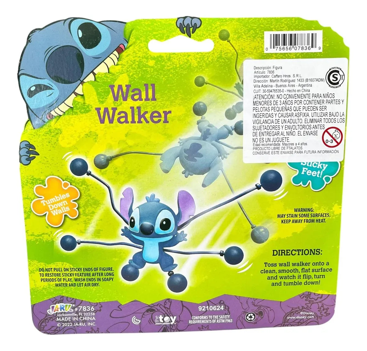 Muñeco Stitch Wall Walker Sticky Feet 7836