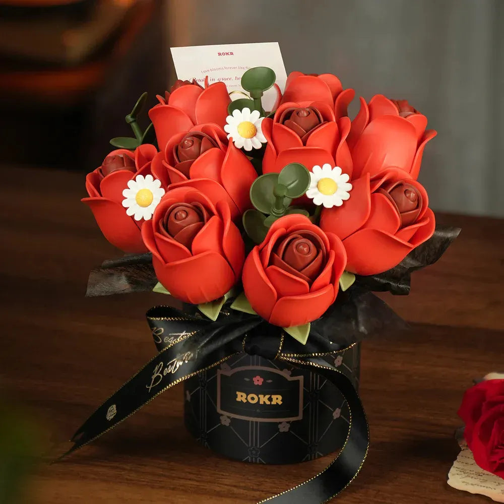 Robotime Rokr Puzzle 3d Ramo De Rosas Rojas Af02j