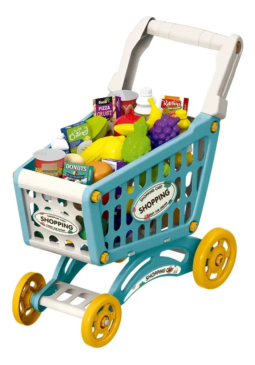 Carrito De Supermecado 44cm Con 60Pcs Azul 2885344