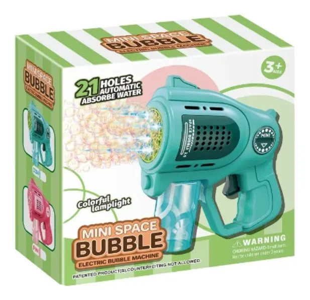 Mini Pistola Burbujero Luces Automática A Pila Kb1322 Shine Azul