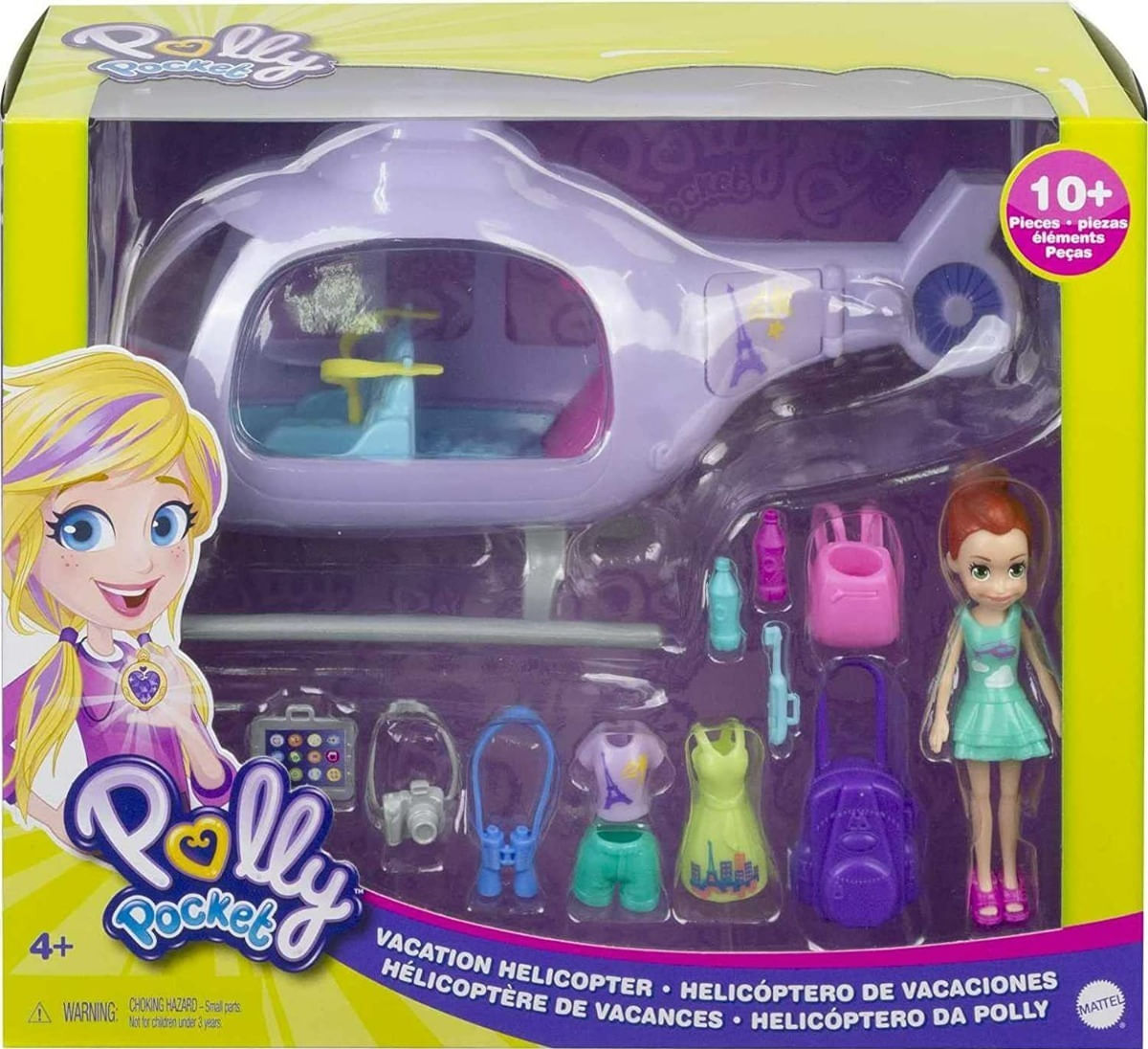 Polly Pocket Lila Con Helicóptero De Vacaciones Gkl59 Mattel