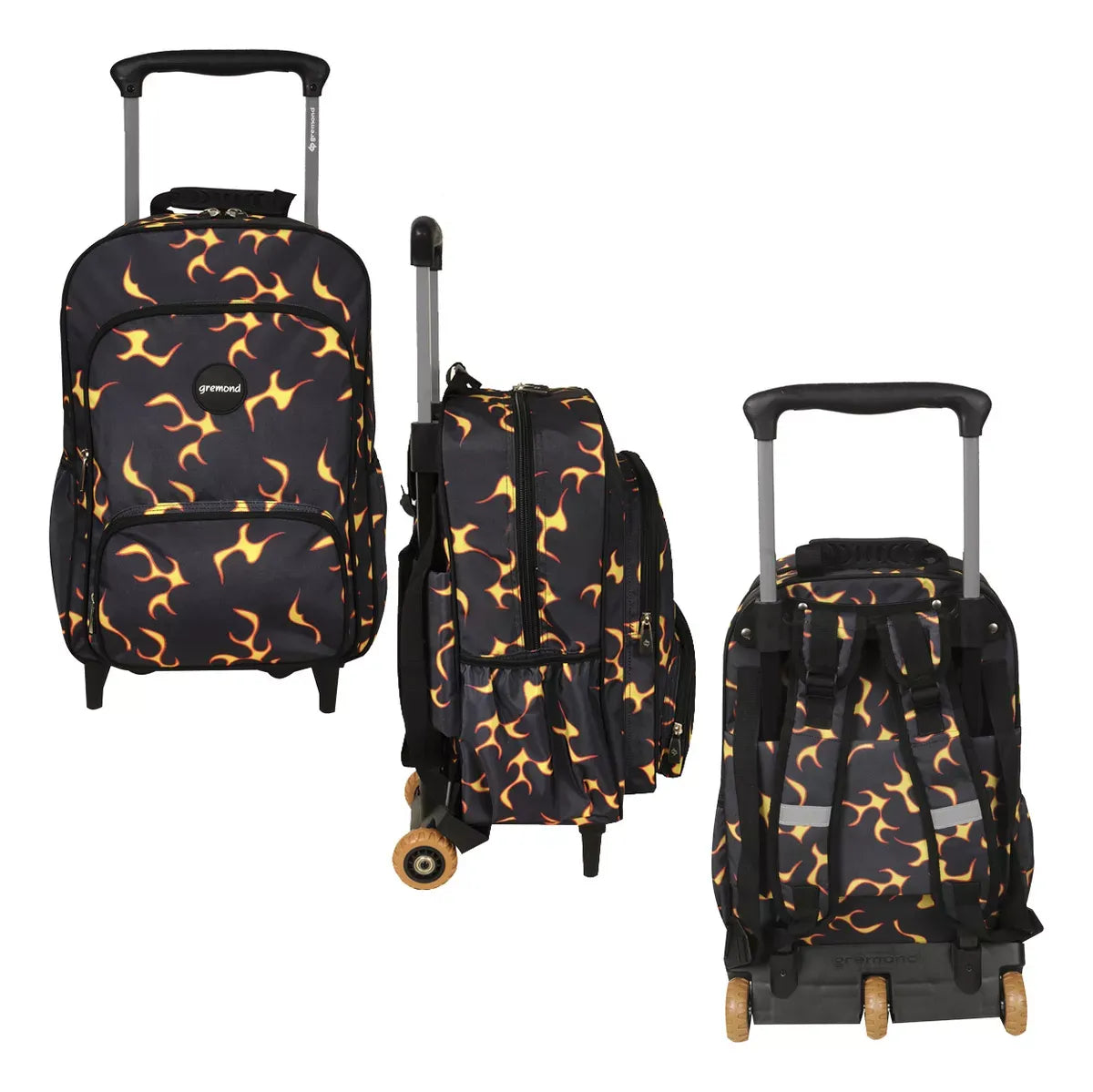 Gremond Mochila con carro negra con fueguitos 5051500054