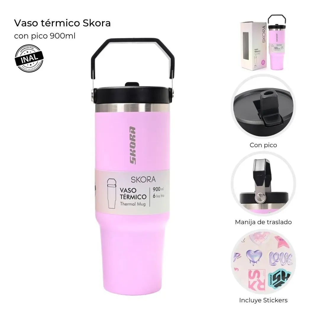 Skora Vaso termico rosa con pico de 900ml 37197