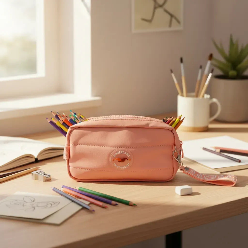 Cartuchera Escolar Doble Cierre Sl2505r Kinderland Rosa
