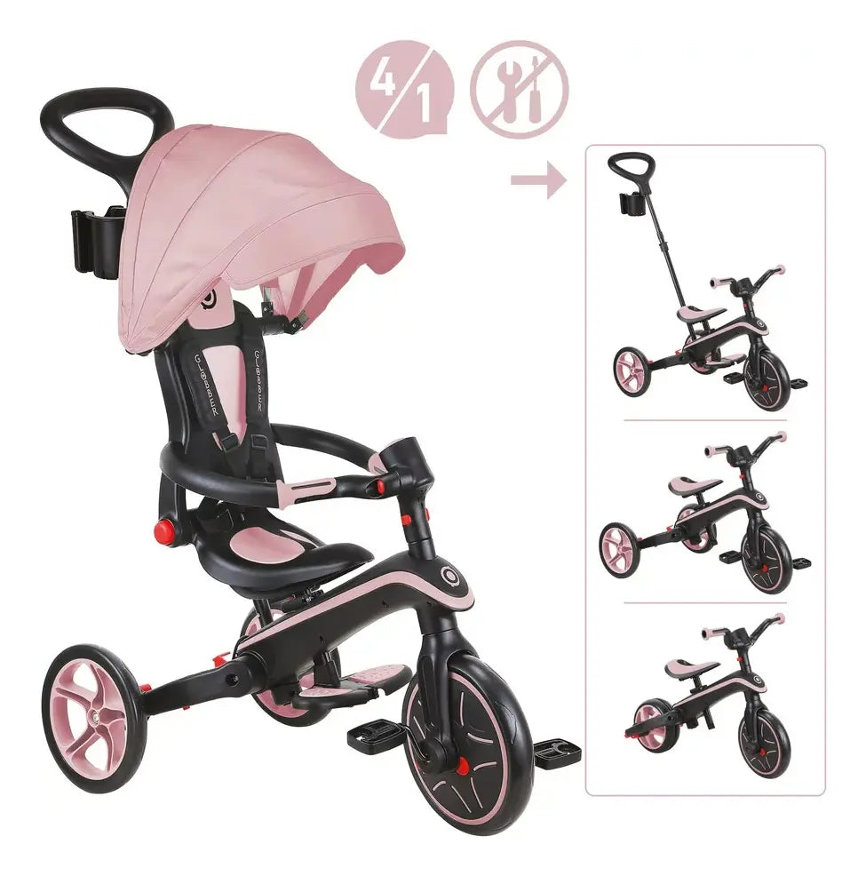 Globber Triciclo Explorer Trike Foldable 4 en 1 Deep Pastel Pink 732-210