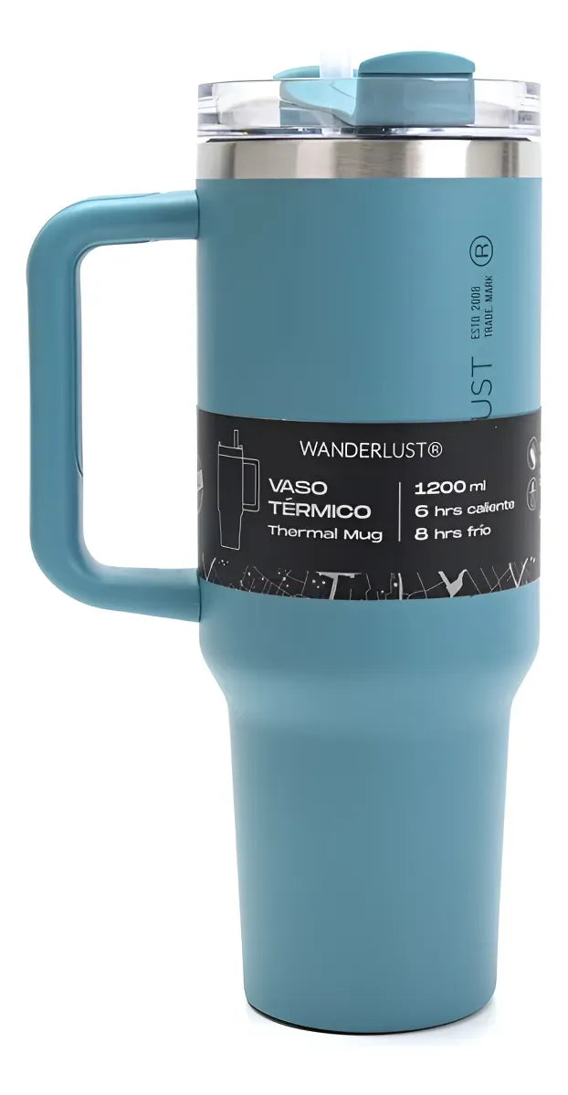 Wanderlust Vaso Termico Con Bombilla 1200ml Verde 40124