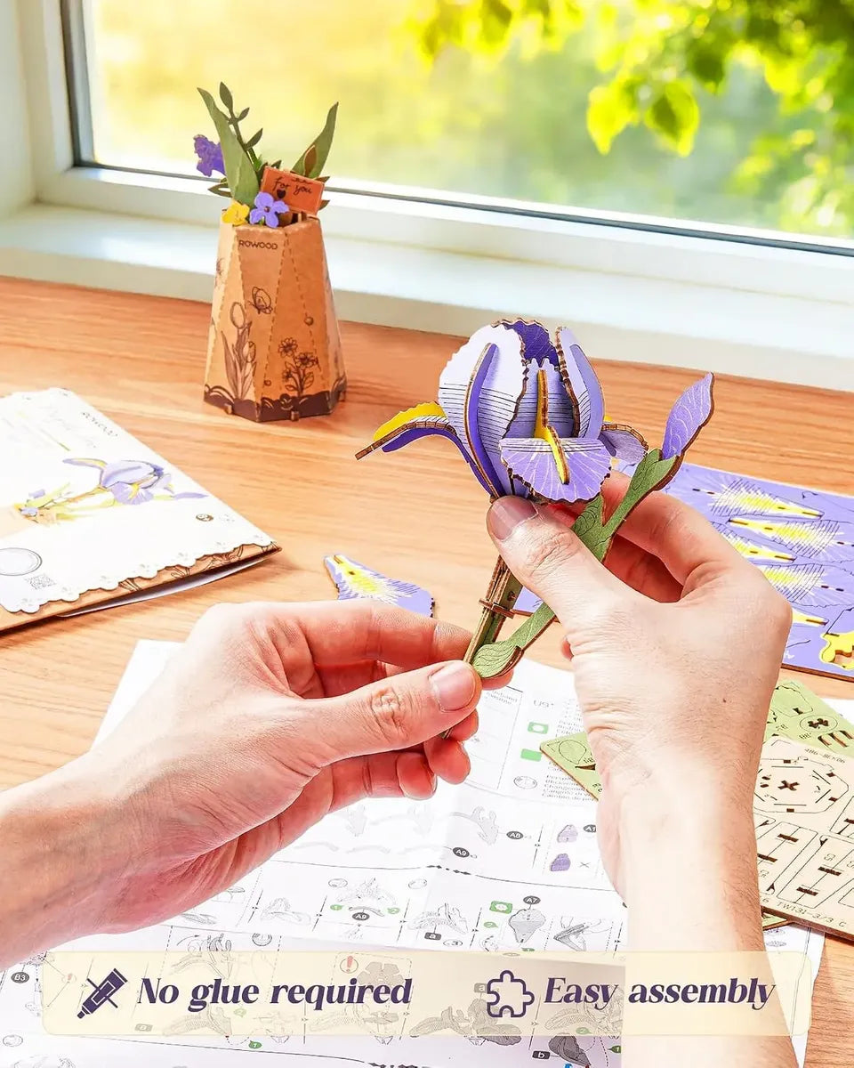 Robotime Puzzle 3d Lirio Purple Iris Rowood Tw121