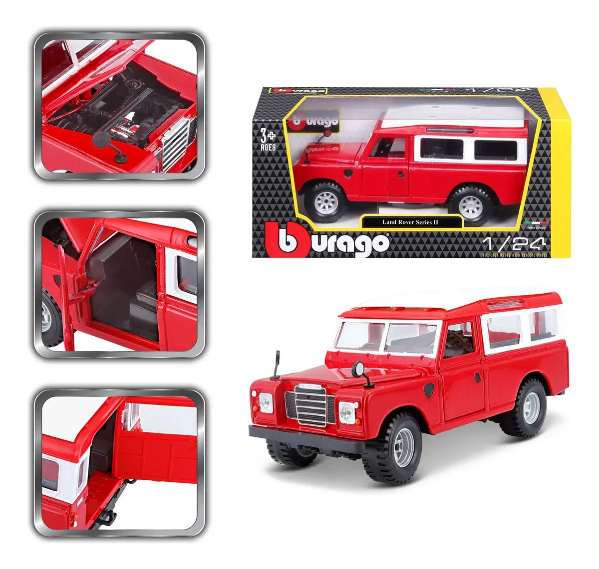 Bburago 1:24 Land Rover Serie II Rojo 18-22063