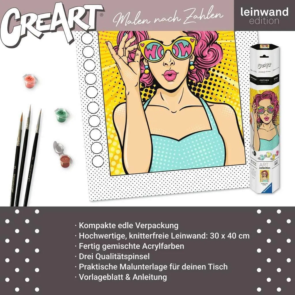 Ravensburger CreArt PopArt Pinta Por Numeros Lady in Pink 25857