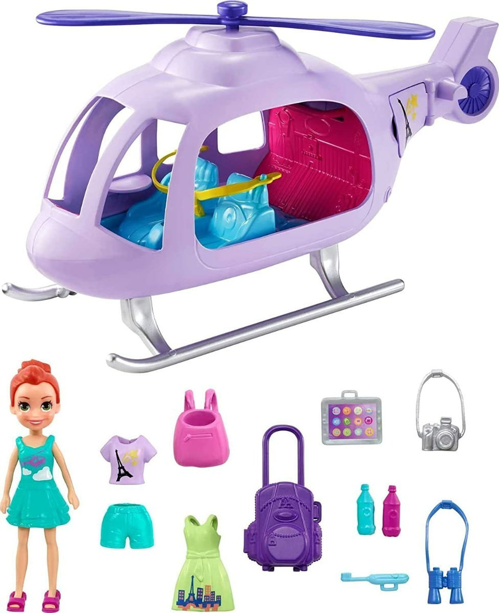 Polly Pocket Lila Con Helicóptero De Vacaciones Gkl59 Mattel