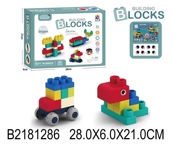 Bloques Softs De Goma Blanda 20 pcs azul 2181286