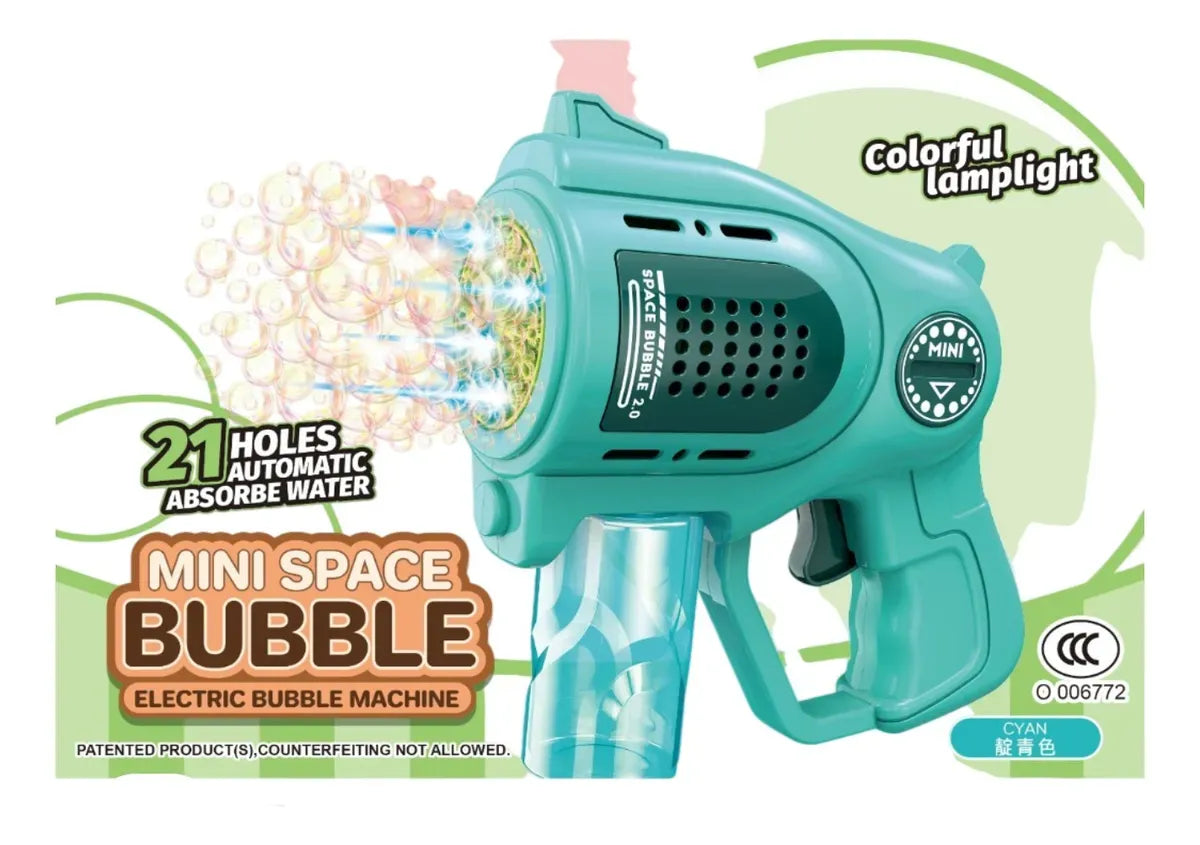 Mini Pistola Burbujero Luces Automática A Pila Kb1322 Shine Azul