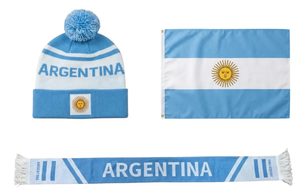 Combo Bandera Gorro Y Bufanda Selección Argentina