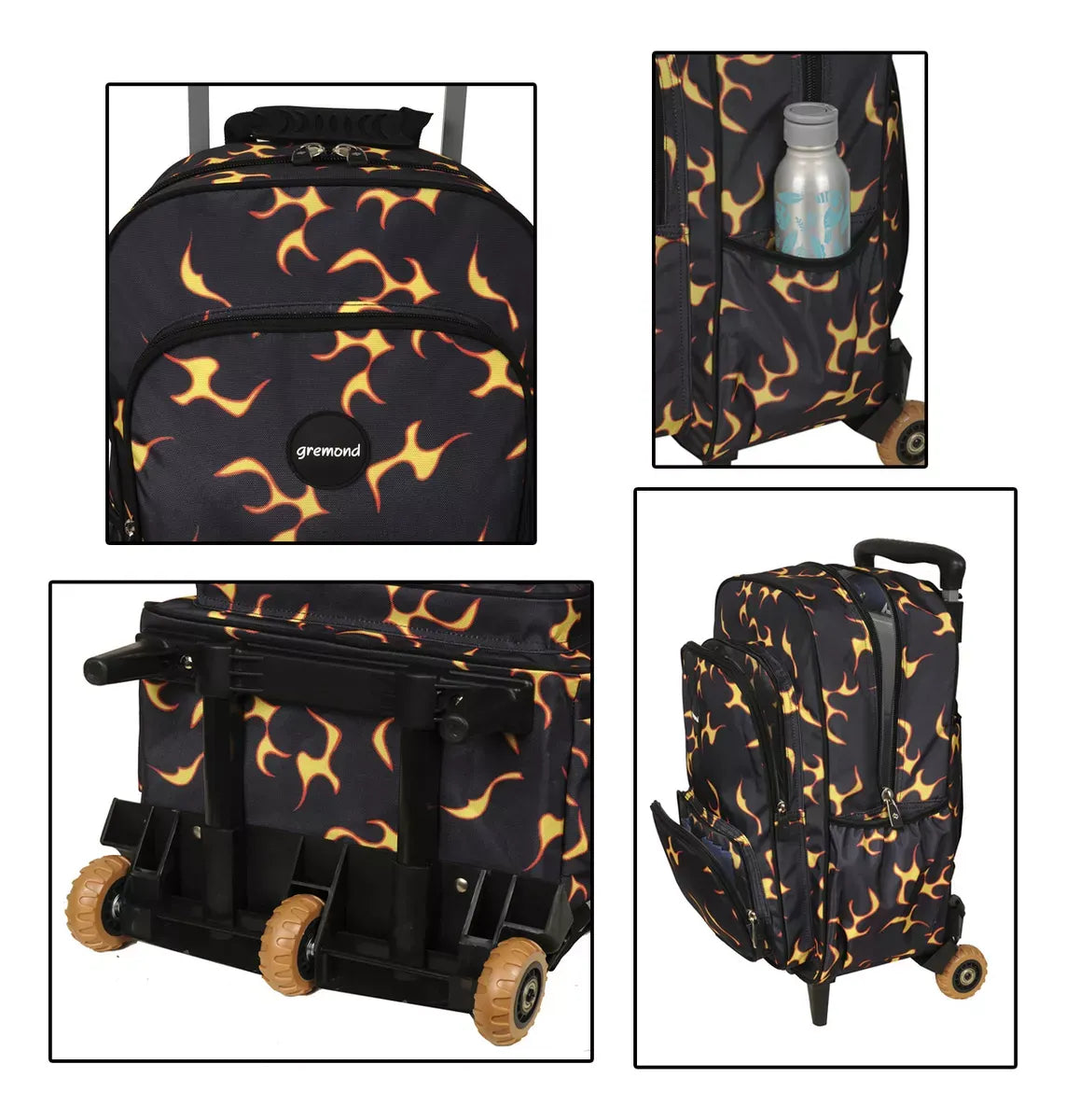 Gremond Mochila con carro negra con fueguitos 5051500054